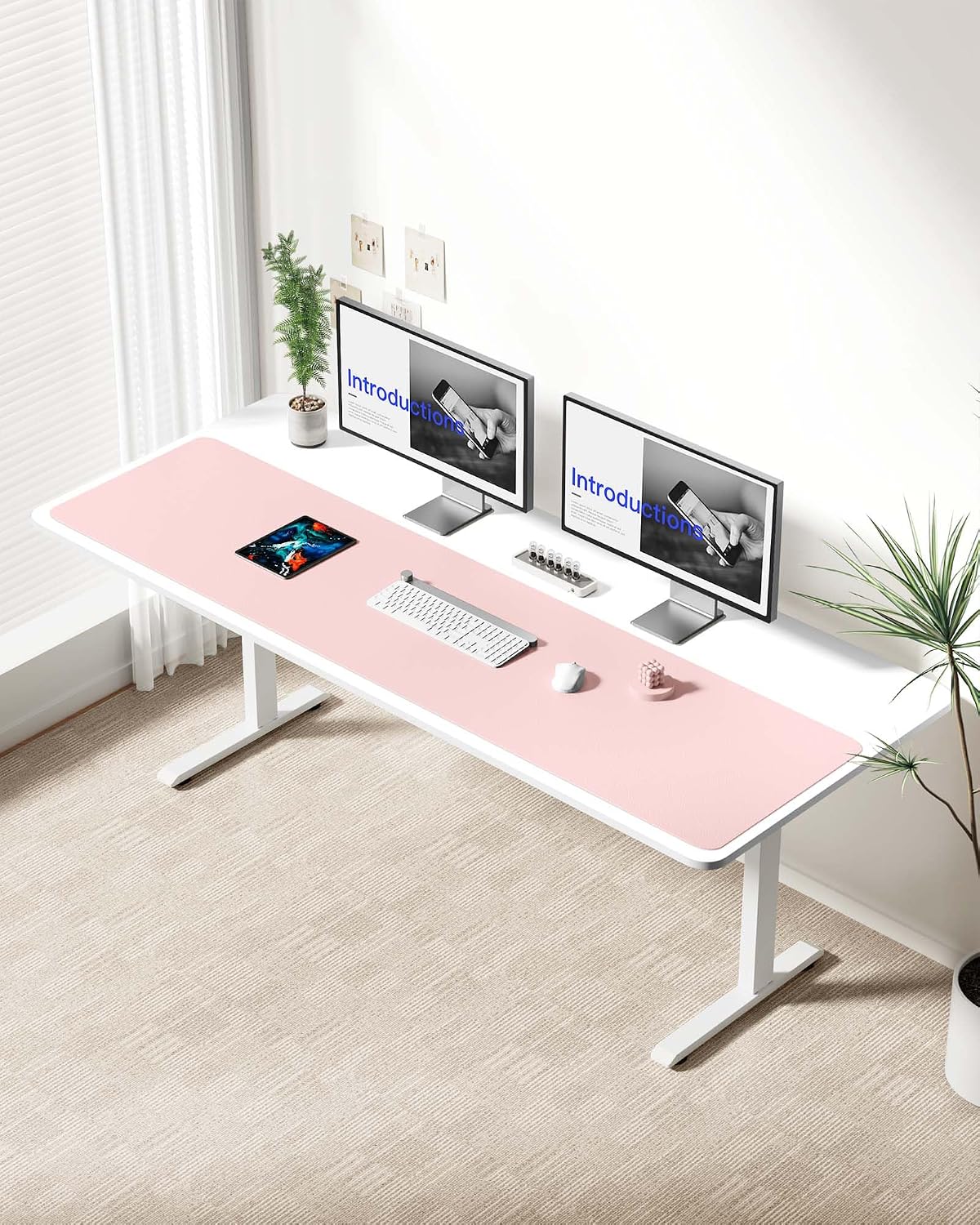 YSAGi Leather Desk Pad Protector, Office Desk Mat, Large Mouse Pad, Non-Slip PU Leather Desk Blotter, Waterproof Laptop Desk Writing Pad for Office and Home (23.6" x 13.8", Eggshell) - Colors A