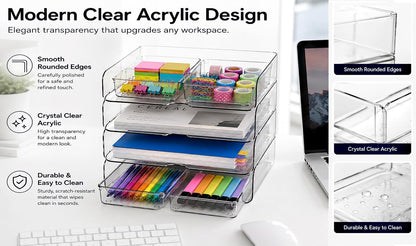 DCA Large Capacity Desk Organizer, 4 Tier Paper Organizer, File Organizer for Desk, Stackable Paper Tray for Office, Home and School