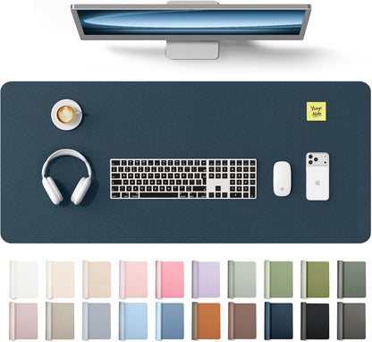 YSAGi Leather Desk Pad Protector, Office Desk Mat, Large Mouse Pad, Non-Slip PU Leather Desk Blotter, Waterproof Laptop Desk Writing Pad for Office and Home (23.6" x 13.8", Eggshell) - Colors B