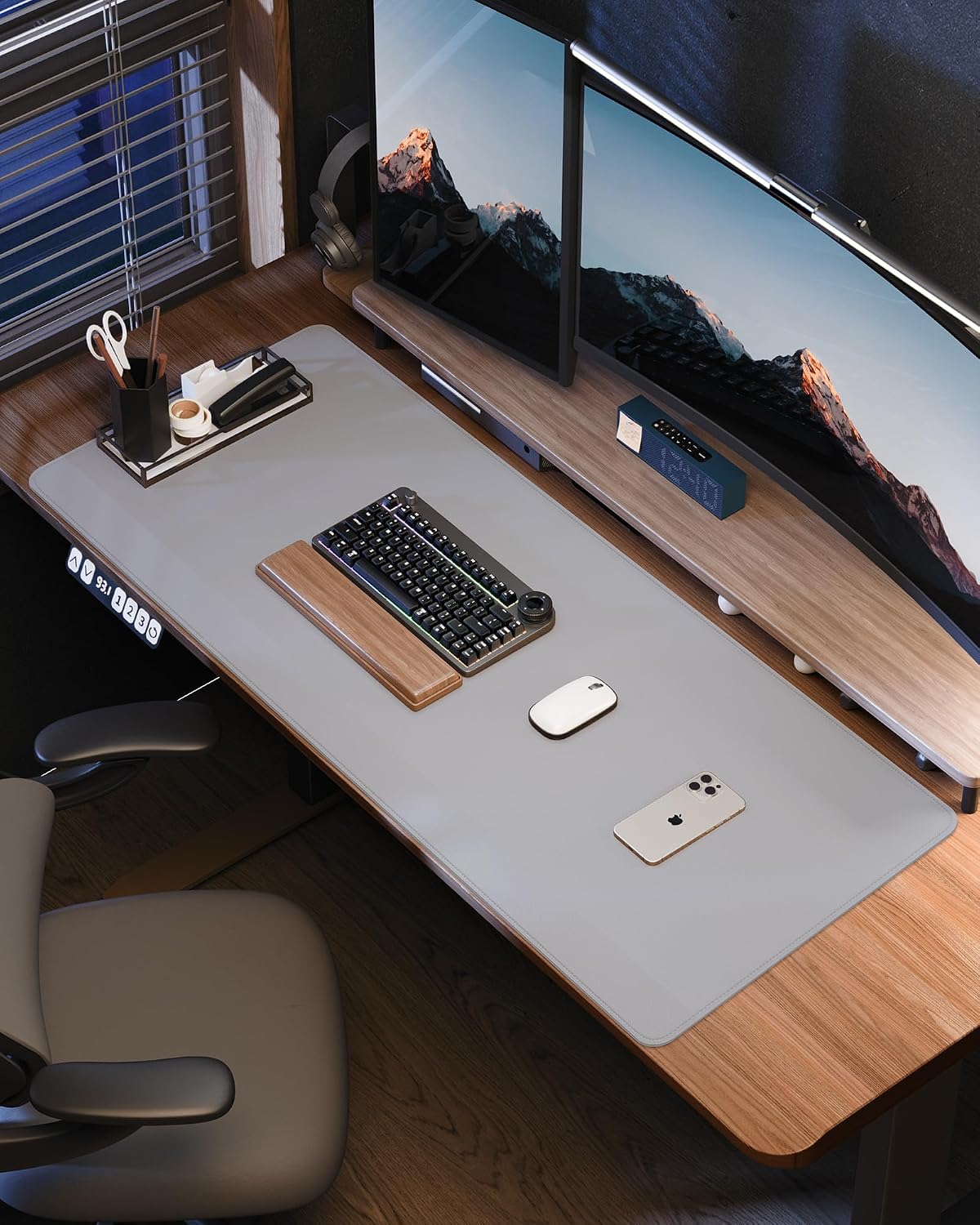 AFIING Large Desk Mat 55" x 24" - PU Leather Desk Pad Protector, Waterproof Non-Slip Extended Mouse Pad for Office Desk, Keyboard, Laptop and Home Workspace (Black)