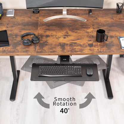 VIVO Adjustable Computer Keyboard and Mouse Platform Tray Deluxe Smooth Rolling Track Under Table Desk Mount, Black, MOUNT-KB04C