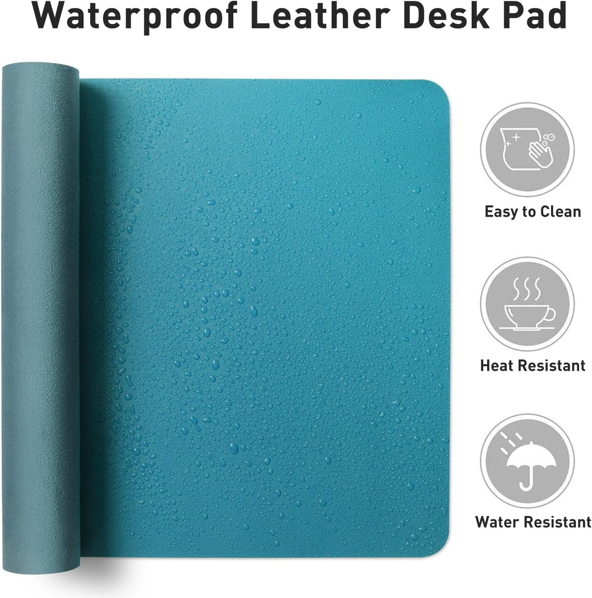 Aothia Leather Office Desk Pad Protector, Non-Slip PU Leather Desk Blotter, Waterproof Laptop Writing Mouse Pad for Office and Home, Black, 31.5" x 15.7" - Colors B