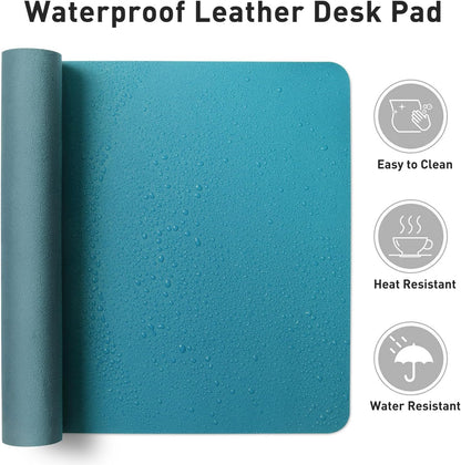 Aothia Leather Office Desk Pad Protector, Non-Slip PU Leather Desk Blotter, Waterproof Laptop Writing Mouse Pad for Office and Home, Black, 31.5" x 15.7" - Colors B
