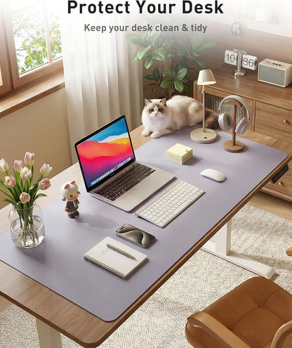 Aothia Leather Office Desk Pad Protector, Non-Slip PU Leather Desk Blotter, Waterproof Laptop Writing Mouse Pad for Office and Home, Black, 31.5" x 15.7" - Colors B