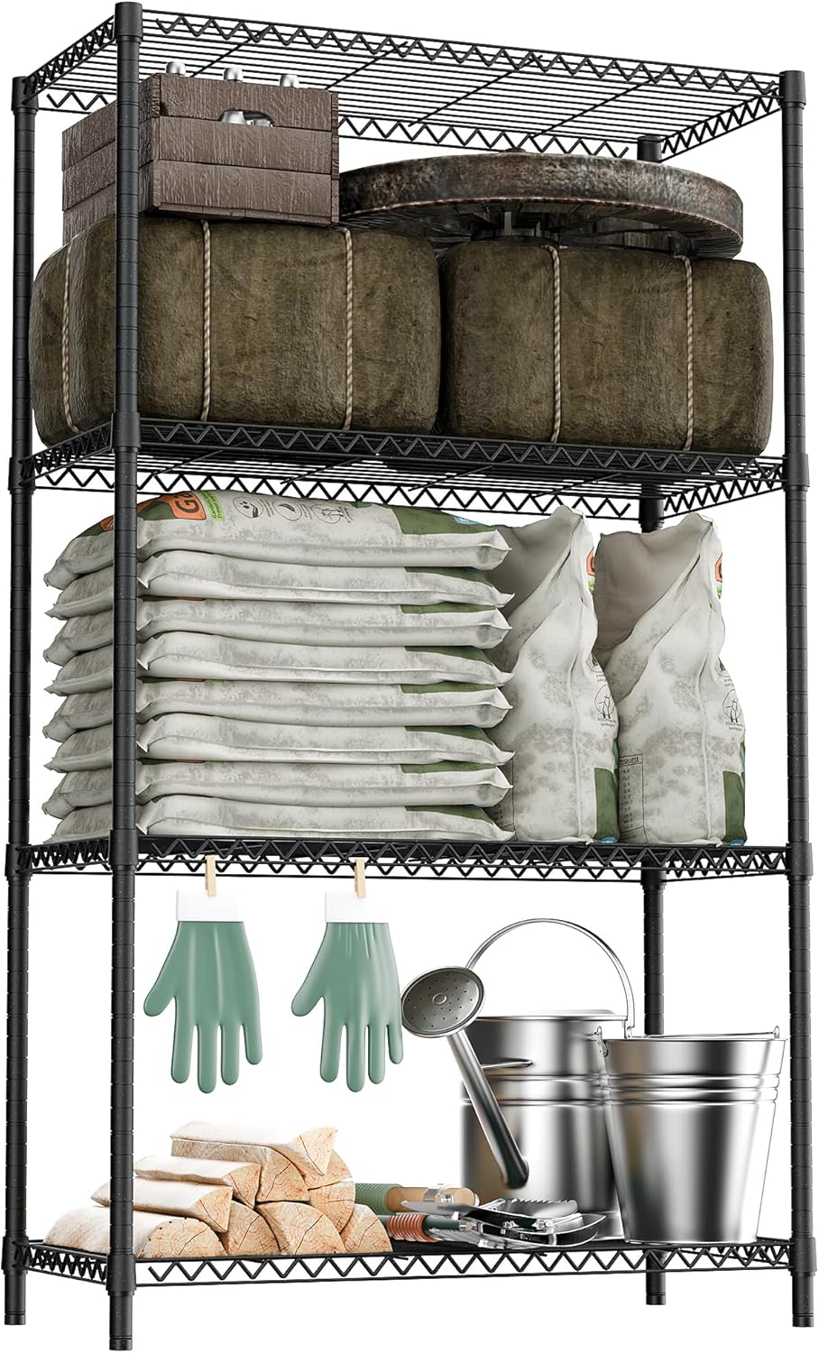 M MZG 450 lbs Steel Storage Shelving 3-Tier Utility Shelving Unit Steel Organizer Wire Rack for Home,Kitchen,Office (11.8" D x 17.7" W x 26.3" H) - Colors A