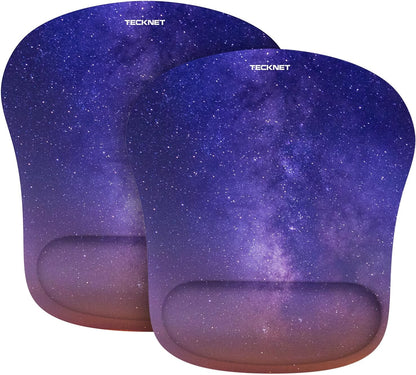 TECKNET Mouse Pad with Wrist Support, Ergonomic Gaming Mouse Pad Pain Relief, Portable Comfortable Mousepad for Computer, Laptop, Office, Home Non-Slip Base, Waterproof Surface - Black