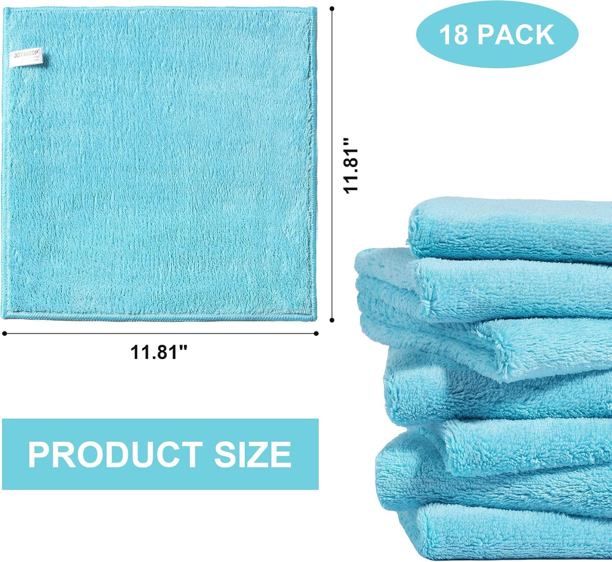 18 Pack Microfiber Cleaning Cloth, Kitchen Towels for Dish Drying Washing, Absorbent Streak Free Lint Free Rags for Cleaning, Reusable and Washable Towels - 10" x 10"