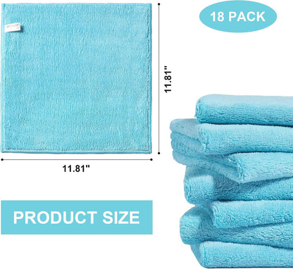 18 Pack Microfiber Cleaning Cloth, Kitchen Towels for Dish Drying Washing, Absorbent Streak Free Lint Free Rags for Cleaning, Reusable and Washable Towels - 10" x 10"