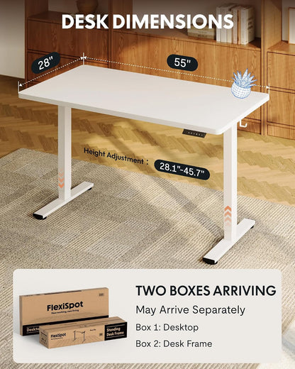 EN1 48"x24" One-Piece Standing Desk, White