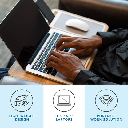 LAPGEAR Home Office Pro Lap Desk with Wrist Rest, Mouse Pad, and Phone Holder - Black Carbon - Fits up to 15.6 Inch Laptops - Style No. 91598