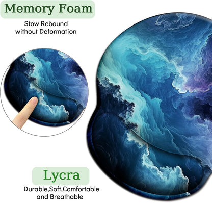 LIMKRIAN Cat Ergonomic Mouse Pad with Wrist Rest, Gaming Mouse Pad with Wrist Support, Funny Mouse Pads for Desk, Computer Mousepad with Non-Slip Pain Relief PU Base, Cute Office Desk Accessories - Colors B
