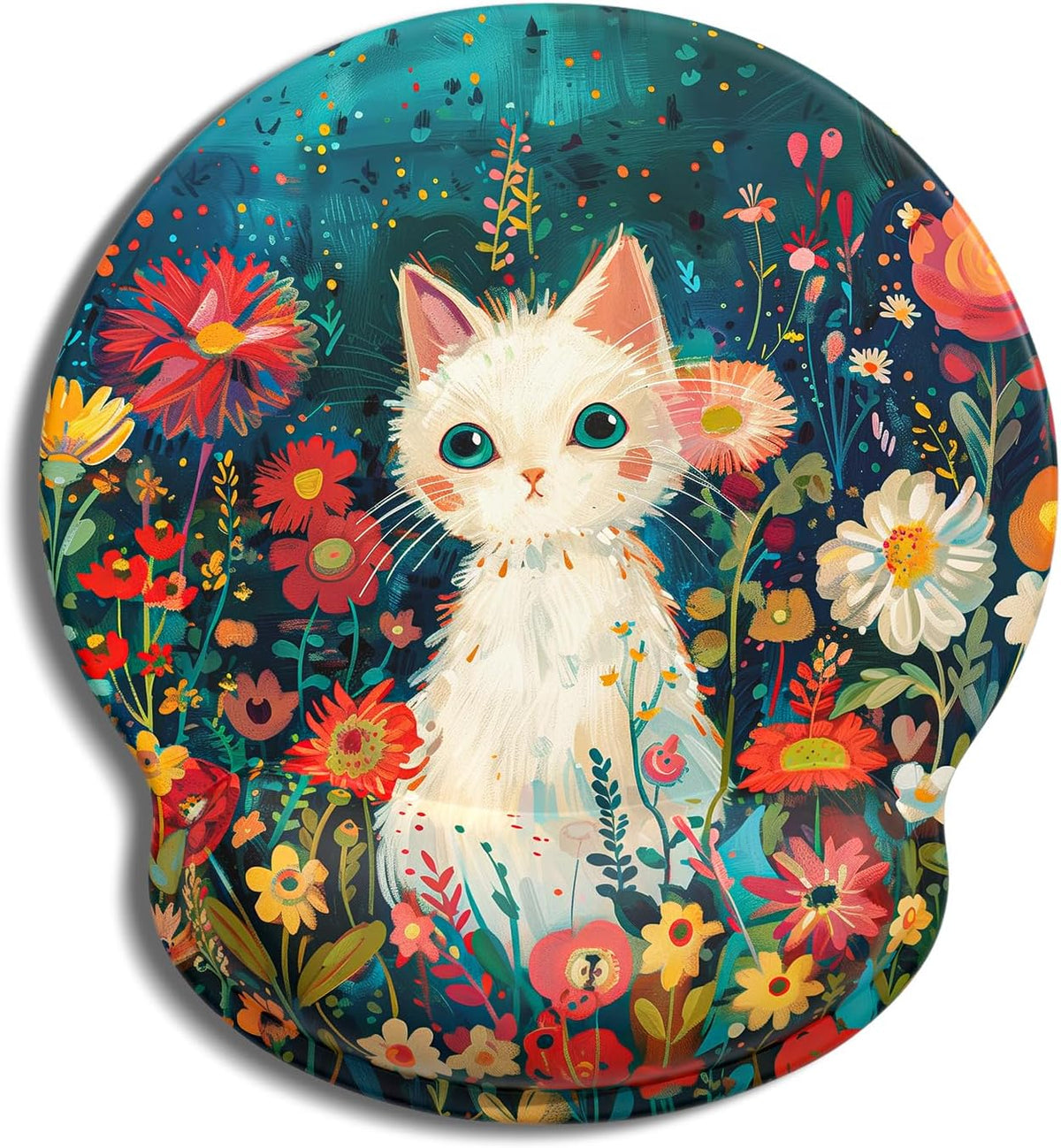 Ergonomic Mouse Pad with Wrist Rest, Comfortable Silicone Non-Slip Computer Pain Relief Gel Mouse Mat with Wrist Support for Gaming, Work, Office, Women & Men, Cute Pattern, Beige