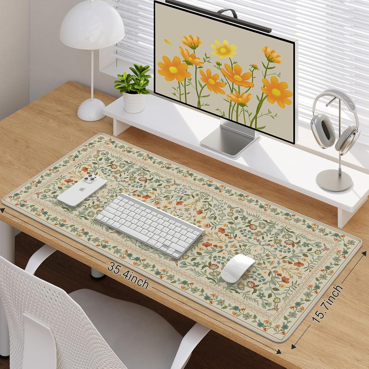 iCasso Desk Mat for Keyboard and Mouse, Large Mouse Pad, Desk Pad Mat, Anti-Slip Big Mousepad with Stitched Edges for Computer Desktop(Deep Green)