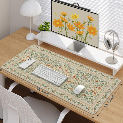 iCasso Desk Mat for Keyboard and Mouse, Large Mouse Pad, Desk Pad Mat, Anti-Slip Big Mousepad with Stitched Edges for Computer Desktop(Deep Green)