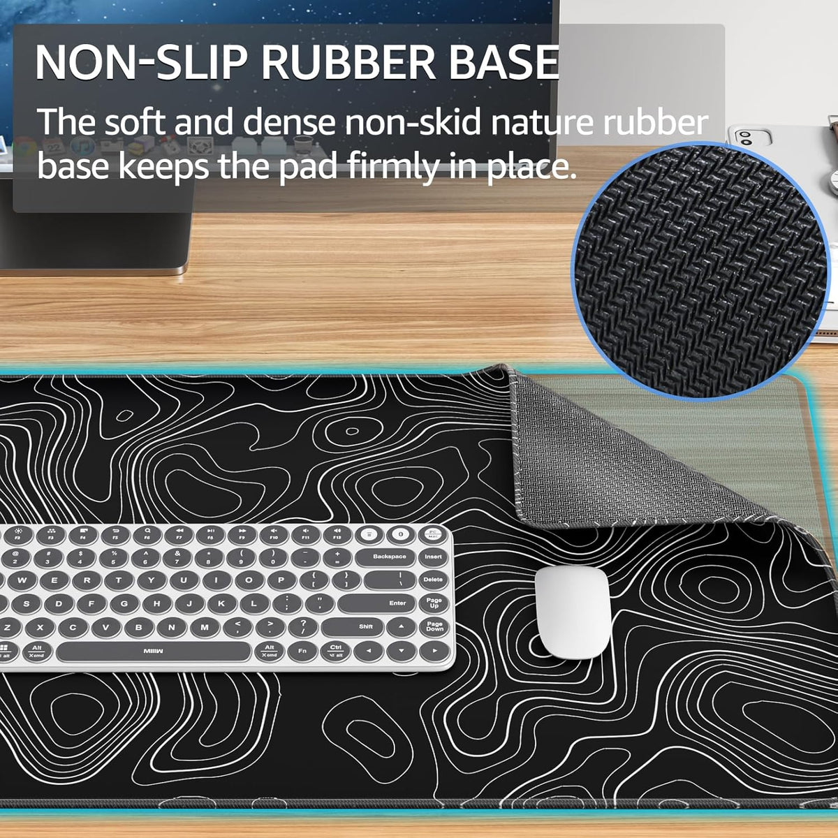 KTRIO Large Gaming Mouse Pad Desk Mat for Gamer, 31.5" x 11.8", Black, XL | Extended Size Design, Superior Micro-Weave Cloth, Non-Slip Rubber Base, Durable Stitched Edges, Water-Resistant Coating