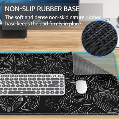 KTRIO Large Gaming Mouse Pad Desk Mat for Gamer, 31.5" x 11.8", Black, XL | Extended Size Design, Superior Micro-Weave Cloth, Non-Slip Rubber Base, Durable Stitched Edges, Water-Resistant Coating