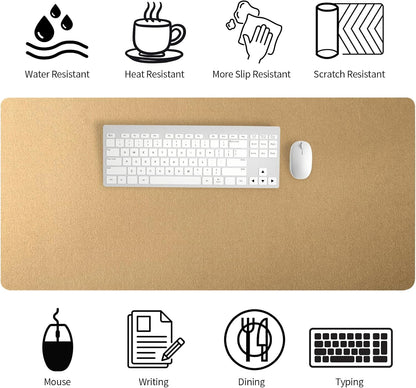 Bloss Leather Desk Pad and Keyboard Wrist Rest, Large Mouse Pad + Keyboard Pad+Mouse Wrist Support, Non-Slip Desk Mat Protector for Office, Home(31.5×15.7 Inches,Beige) - Colors A