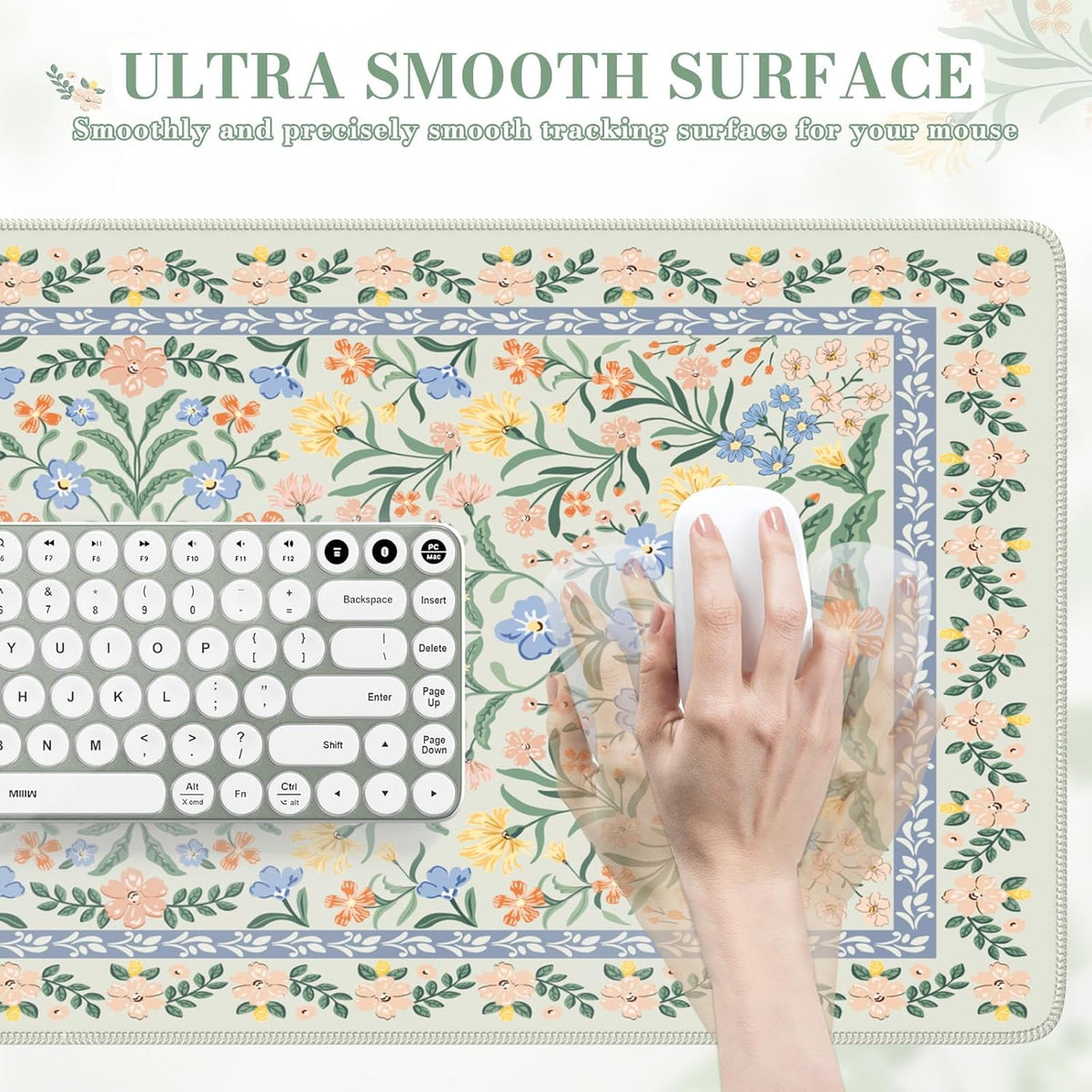 iCasso Desk Mat for Keyboard and Mouse, Large Mouse Pad, Desk Pad Mat, Anti-Slip Big Mousepad with Stitched Edges for Computer Desktop(Deep Green)