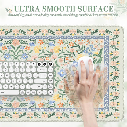 iCasso Desk Mat for Keyboard and Mouse, Large Mouse Pad, Desk Pad Mat, Anti-Slip Big Mousepad with Stitched Edges for Computer Desktop(Deep Green)