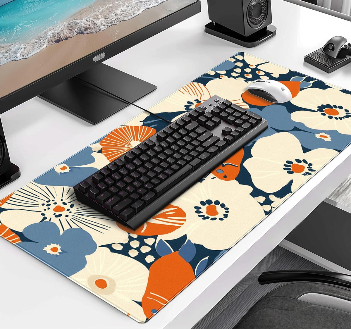 Retro American Flag XL Gaming Mouse Pad with Stitching Edge Laptop Desk Mat