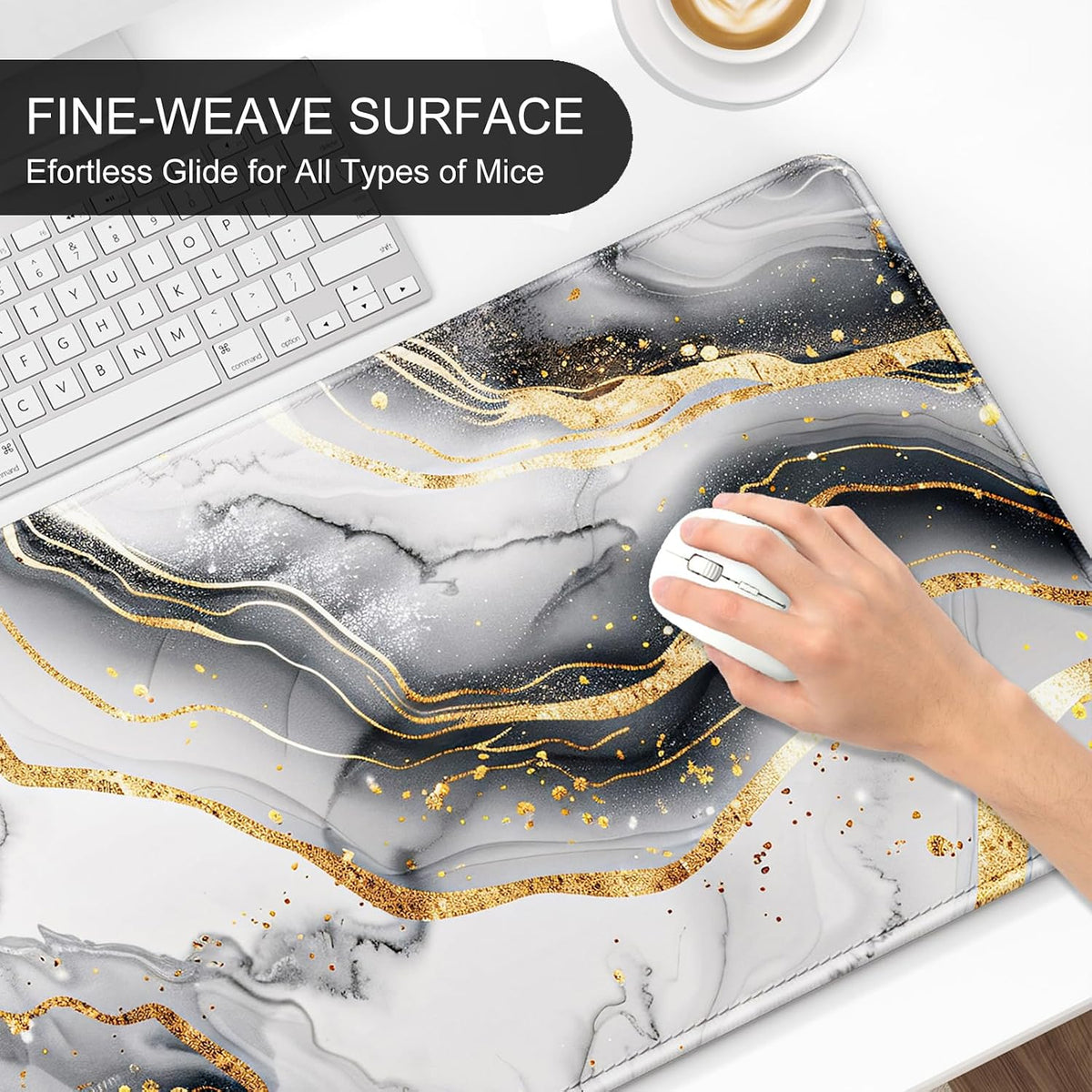 Auhoahsil Desk Mat, Ultra Large Mouse Pad, XXL Gaming Mousepad, Green Tropical Leaves Deskpad, Big Extended Full Size Mouse Pad, Desktop Desk Matt for Keyboard, Laptop & Computer, 35.5 x 15.7 in - Colors B