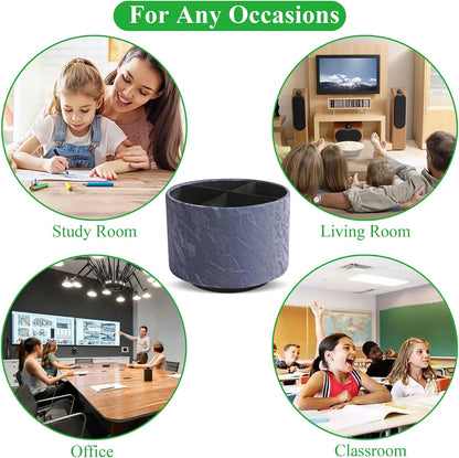 Round Leather Art Supply Organizer,Remote Control Holder,360 Degree Rotating,Multi-Functional Pencil Holder,4 Compartments Desktop Stationary Organizer(1-Blue Bird) - Colors A