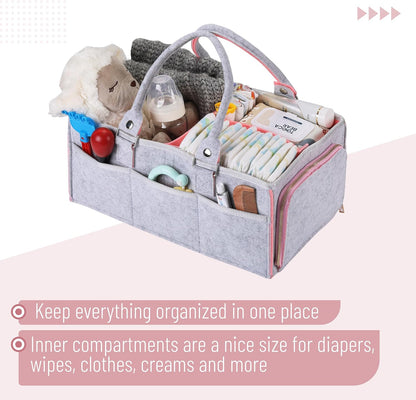 Baby Diaper Caddy Organizer, Gray, Medium