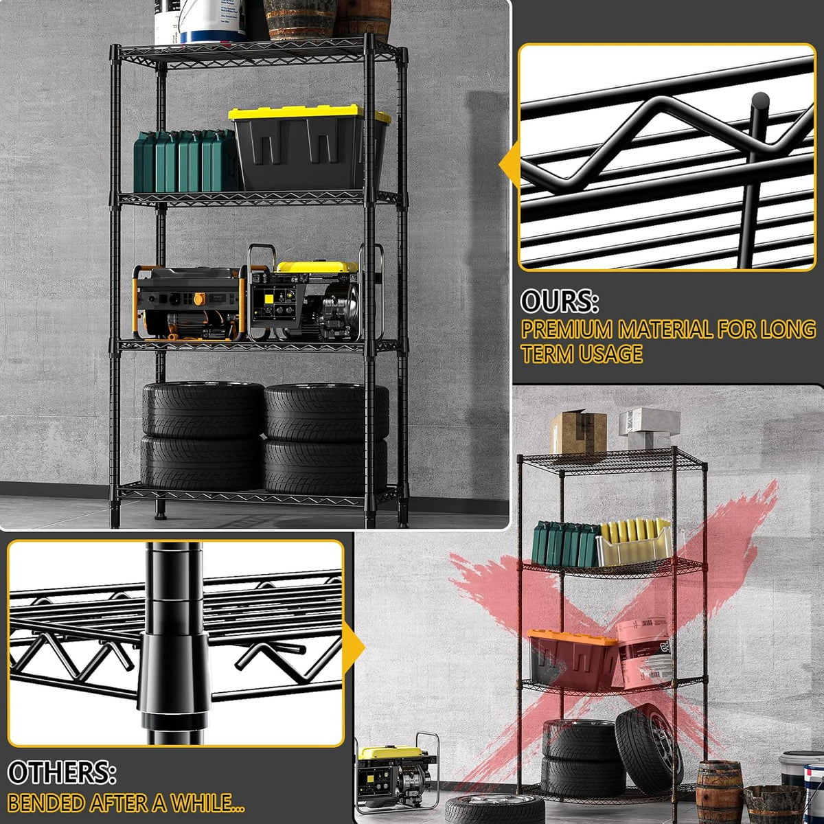 M MZG 450 lbs Steel Storage Shelving 3-Tier Utility Shelving Unit Steel Organizer Wire Rack for Home,Kitchen,Office (11.8" D x 17.7" W x 26.3" H) - Colors A