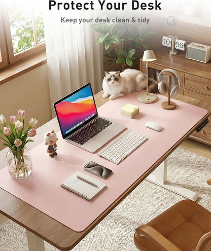 Aothia Leather Office Desk Pad Protector, Non-Slip PU Leather Desk Blotter, Waterproof Laptop Writing Mouse Pad for Office and Home, Black, 31.5" x 15.7" - Colors B