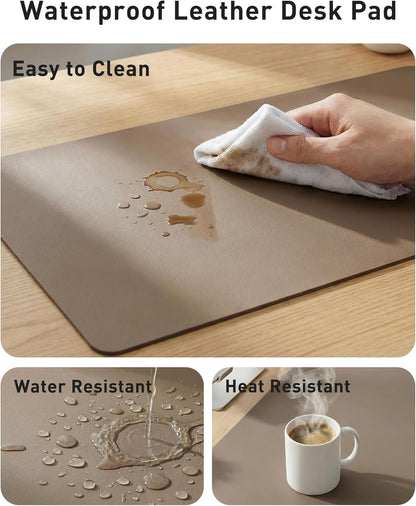 Aothia Leather Office Desk Pad Protector, Non-Slip PU Leather Desk Blotter, Waterproof Laptop Writing Mouse Pad for Office and Home, Black, 31.5" x 15.7" - Colors B