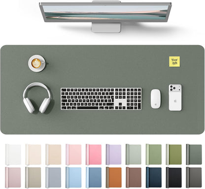 YSAGi Leather Desk Pad Protector, Office Desk Mat, Large Mouse Pad, Non-Slip PU Leather Desk Blotter, Waterproof Laptop Desk Writing Pad for Office and Home (23.6" x 13.8", Eggshell) - Colors A