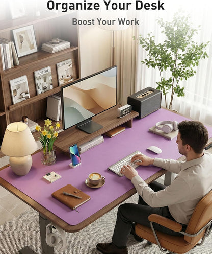 Aothia Leather Office Desk Pad Protector, Non-Slip PU Leather Desk Blotter, Waterproof Laptop Writing Mouse Pad for Office and Home, Black, 31.5" x 15.7" - Colors B