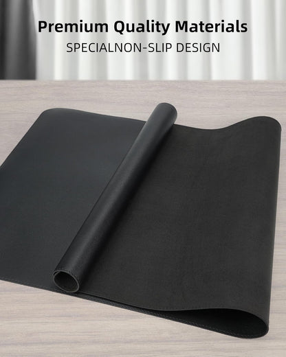 AFIING Large Desk Mat 55" x 24" - PU Leather Desk Pad Protector, Waterproof Non-Slip Extended Mouse Pad for Office Desk, Keyboard, Laptop and Home Workspace (Black)