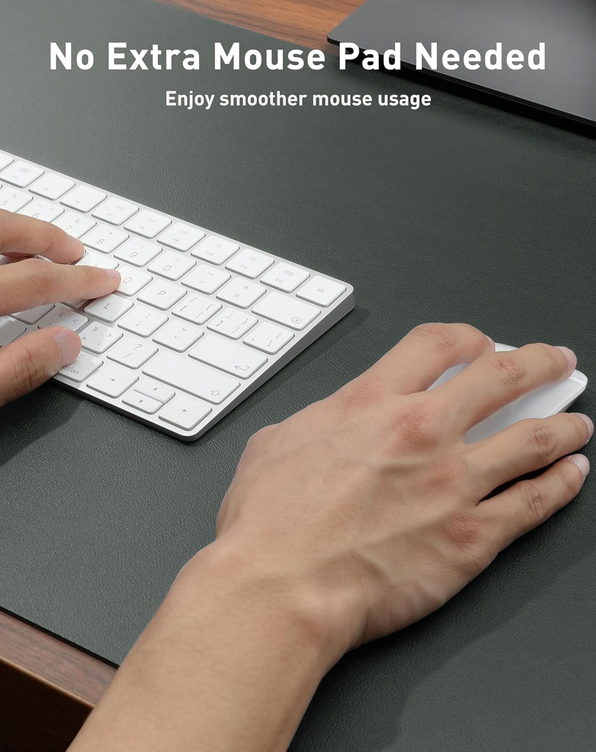 Aothia Leather Office Desk Pad Protector, Non-Slip PU Leather Desk Blotter, Waterproof Laptop Writing Mouse Pad for Office and Home, Black, 31.5" x 15.7" - Colors A