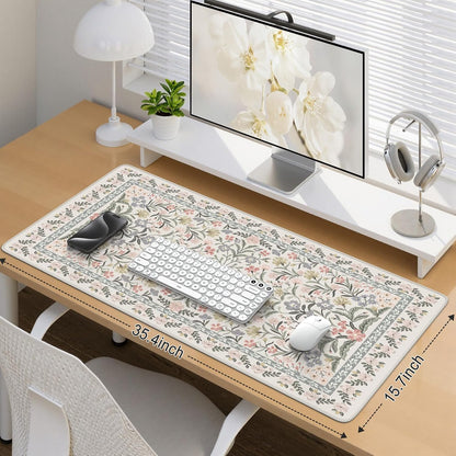 iCasso Desk Mat for Keyboard and Mouse, Large Mouse Pad, Desk Pad Mat, Anti-Slip Big Mousepad with Stitched Edges for Computer Desktop(Deep Green)