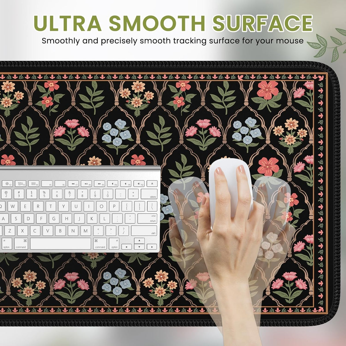 Desk Mat,Mouse Pad for Office Desk,35.4x15.7in,Pink Flowers