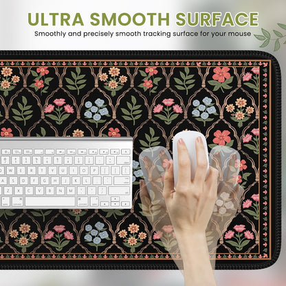 Desk Mat,Mouse Pad for Office Desk,35.4x15.7in,Pink Flowers