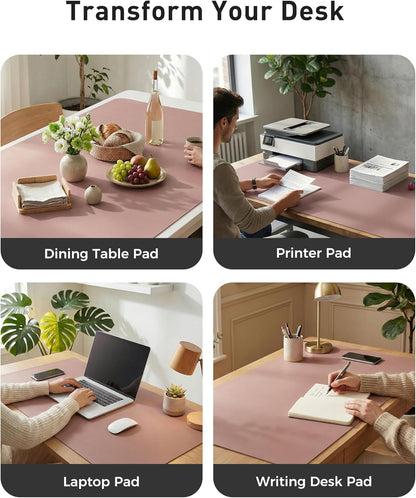 Aothia Leather Office Desk Pad Protector, Non-Slip PU Leather Desk Blotter, Waterproof Laptop Writing Mouse Pad for Office and Home, Black, 31.5" x 15.7" - Colors A