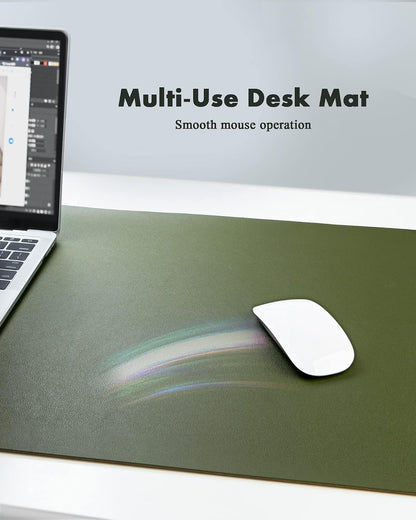 Double-Sided Desk Pad, 31.5"x15.7"Leather Desk Mat, Eco Cork Desk Pad Protector,Large Mouse Pad,Waterproof Desk Blotter for Office/Home(Coffee)