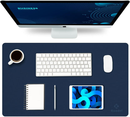 K KNODEL Large Office Leather Desk Mat, Mouse and Keyboard Pad, Computer and Laptop Mat, Desktop Protector and Cover, Writing Pad and Blotter (31.5"x15.7", Black)