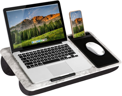 LAPGEAR Home Office Pro Lap Desk with Wrist Rest, Mouse Pad, and Phone Holder - Black Carbon - Fits up to 15.6 Inch Laptops - Style No. 91598
