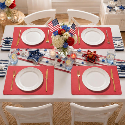 Maxpearl Faux Leather Placemats Set of 6 - Waterproof - Wipe Clean - Heat Resistant - Anti Slip Dining Table Place Mats, Suitable for Indoor & Outdoor Use, 17’’×12’’, Beige