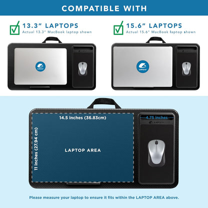 LAPGEAR Home Office Pro Lap Desk with Wrist Rest, Mouse Pad, and Phone Holder - Black Carbon - Fits up to 15.6 Inch Laptops - Style No. 91598