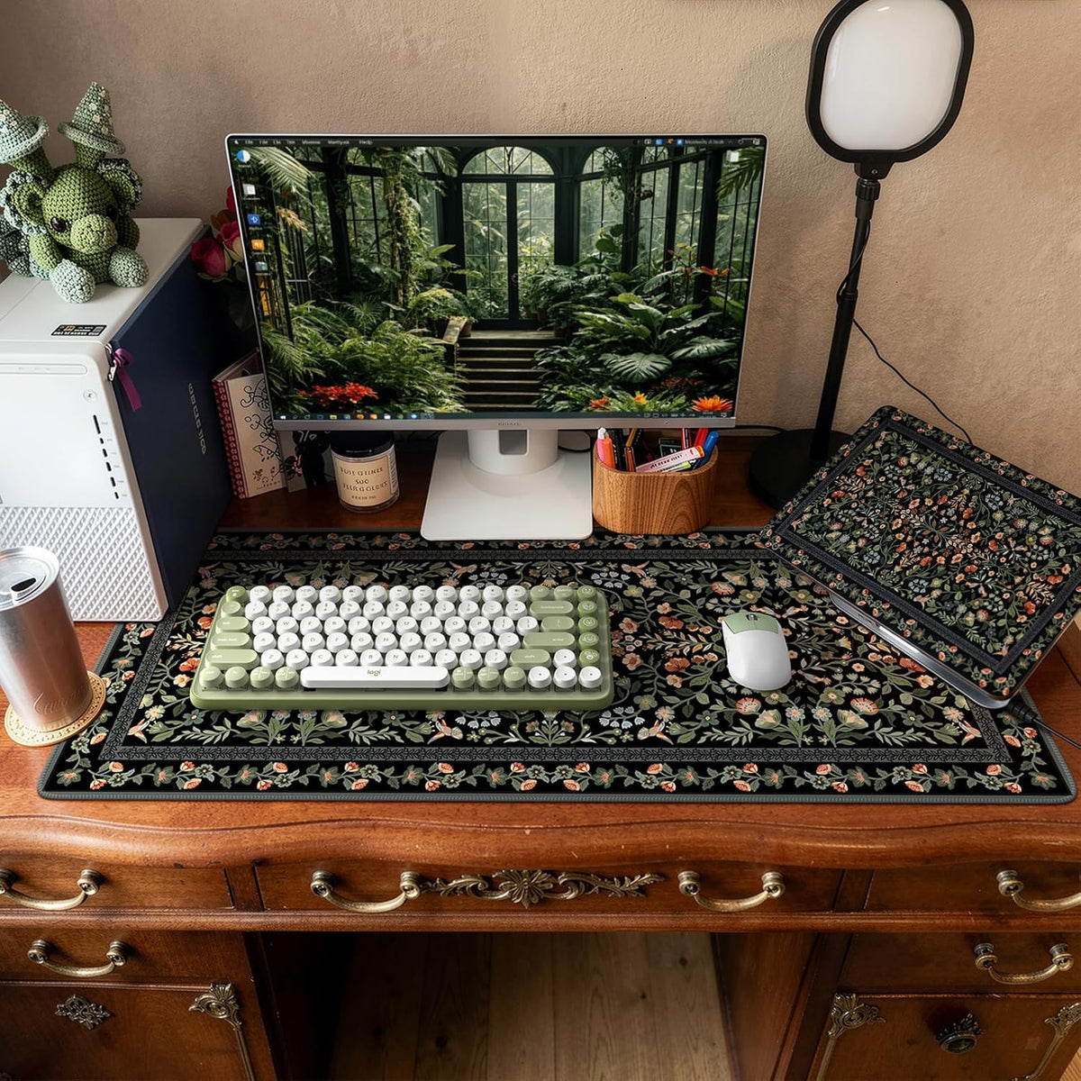 iCasso Desk Mat for Keyboard and Mouse, Large Mouse Pad, Desk Pad Mat, Anti-Slip Big Mousepad with Stitched Edges for Computer Desktop(Deep Green)