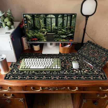 iCasso Desk Mat for Keyboard and Mouse, Large Mouse Pad, Desk Pad Mat, Anti-Slip Big Mousepad with Stitched Edges for Computer Desktop(Deep Green)