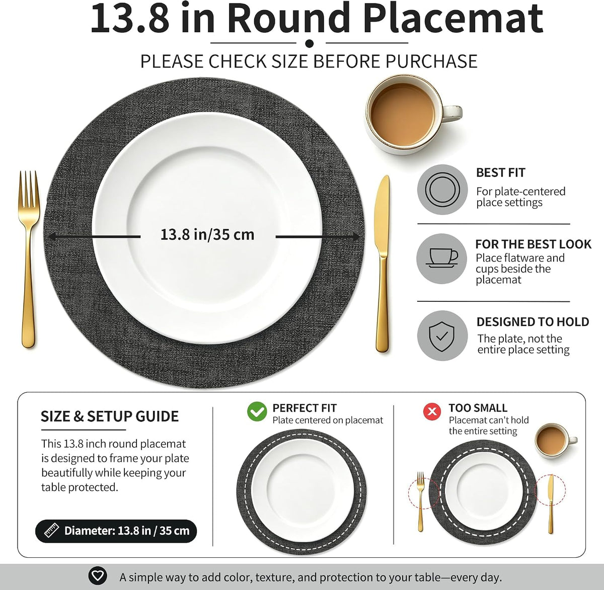 Maxpearl Faux Leather Placemats Set of 6 - Waterproof - Wipe Clean - Heat Resistant - Anti Slip Dining Table Place Mats, Suitable for Indoor & Outdoor Use, 17’’×12’’, Beige