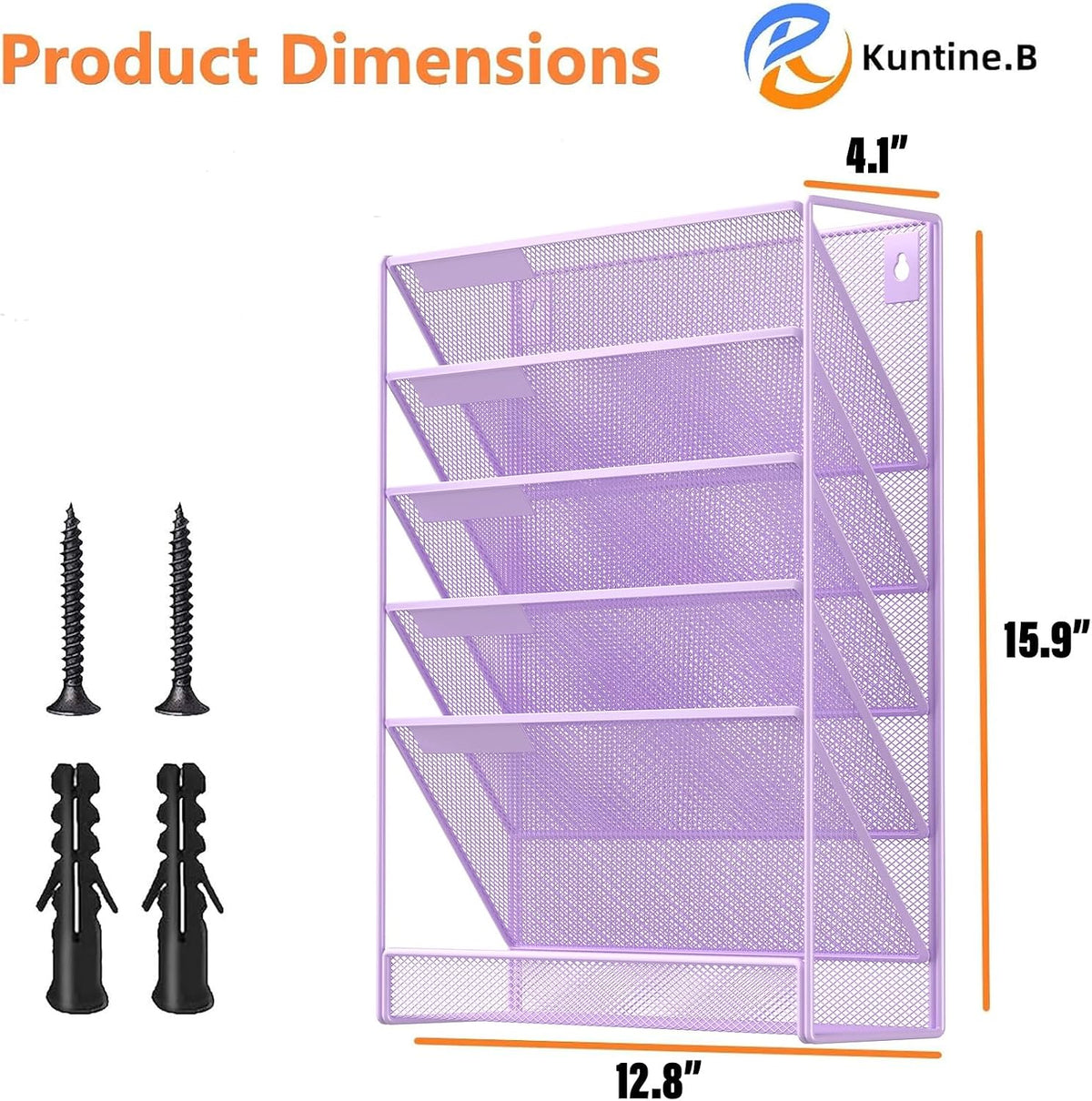 Kuntine.B Wall File Organizer Office Hanging Magazine Holder Wall File Organizer for Office Home (Black, 5 Tier)