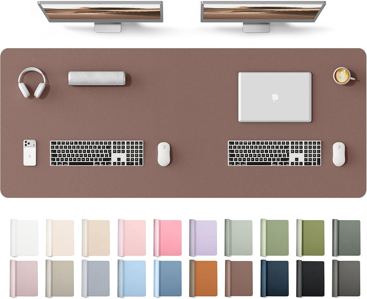 YSAGi Leather Desk Pad Protector, Large Mouse Pad, Non-Slip PU Leather Desk Blotter, Waterproof Writing Pad for Office and Home (31.5" x 15.8", Eggshell) - Colors B