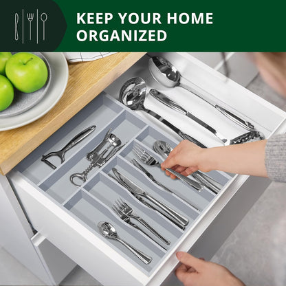 ROYAL CRAFT WOOD Luxury Bamboo Kitchen Drawer Organizer - Silverware Organizer, Utensil Holder & Cutlery Tray Drawer Dividers for Flatware (9 Slot, Natural)