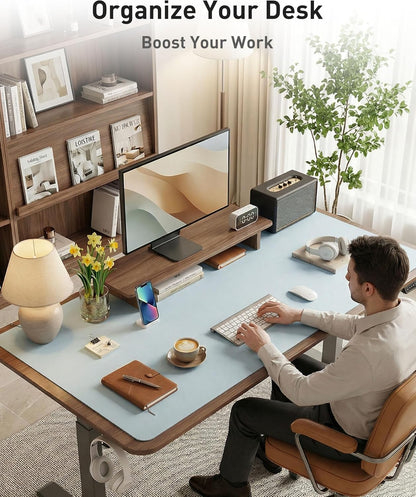 Aothia Leather Office Desk Pad Protector, Non-Slip PU Leather Desk Blotter, Waterproof Laptop Writing Mouse Pad for Office and Home, Black, 31.5" x 15.7" - Colors B